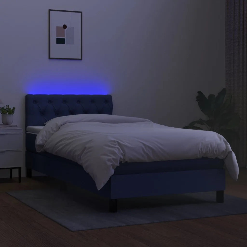 Letto a Molle con Materasso e LED Blu 80x200 cm in Tessuto 3133355