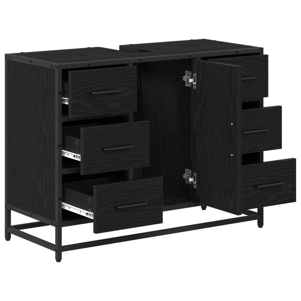 Mobile da Bagno | Armadio da bagno Rovere Nero 80 x 33 x 60 cm Legno multistrato