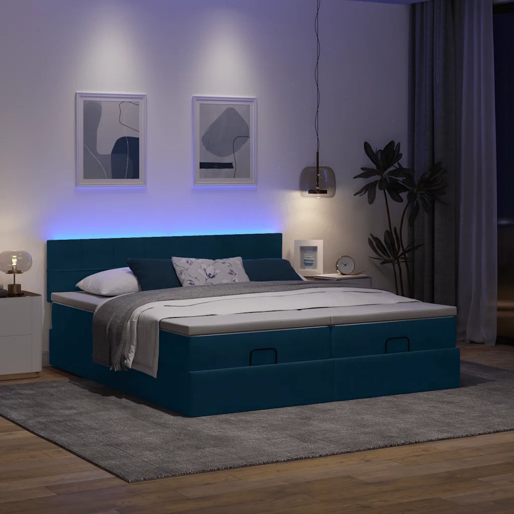 Struttura Letto Pouf con Materassi 160x200 cm Velluto