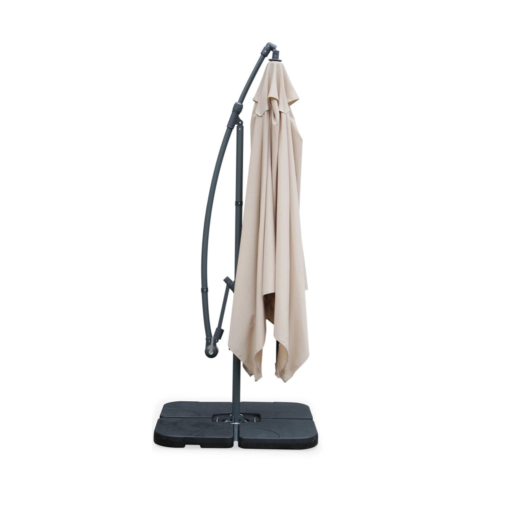 Ombrellone quadrato eccentrico, 3x3m, beige