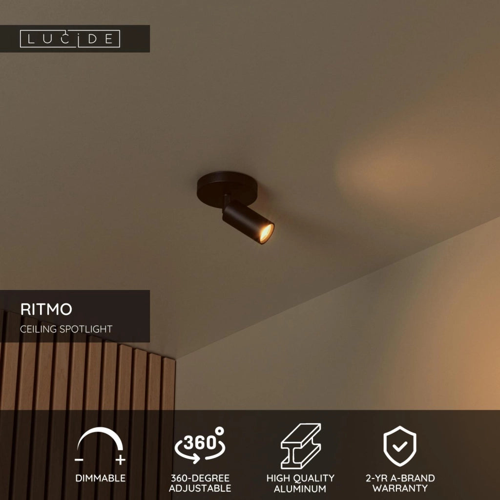 Faretto da soffitto nero orientabile RITMO Lucide