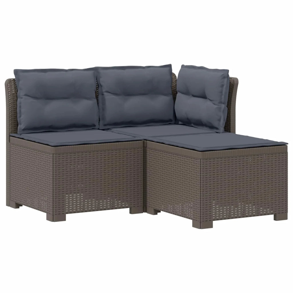 Divano da esterno-Divano da Giardino 3 posti con cuscini in look rattan PP 671964