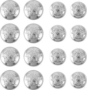 Set di 16 knoppe in metallo vintage, argento, 18 mm