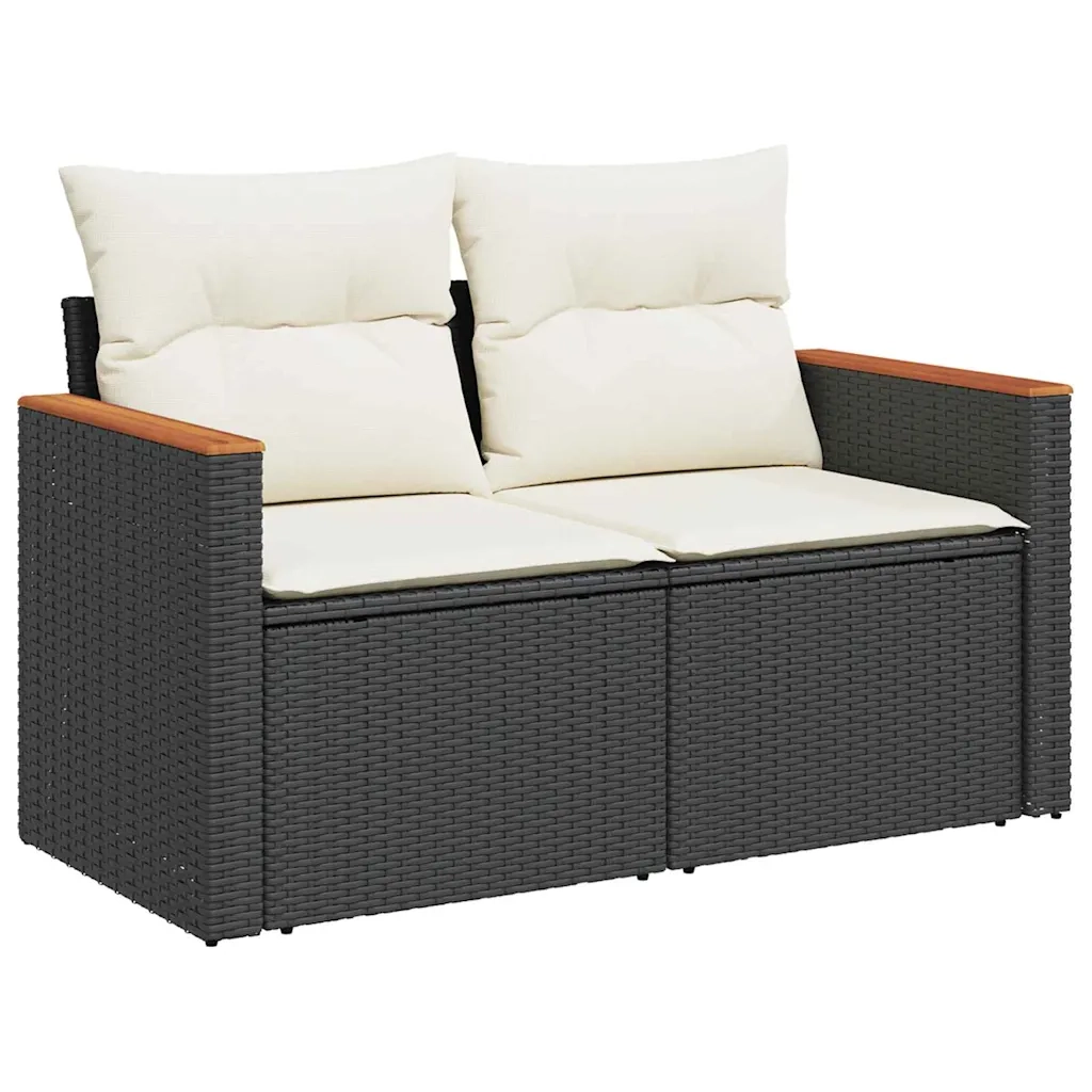 Set Divano da Giardino 10 pcs Nero polyrattan