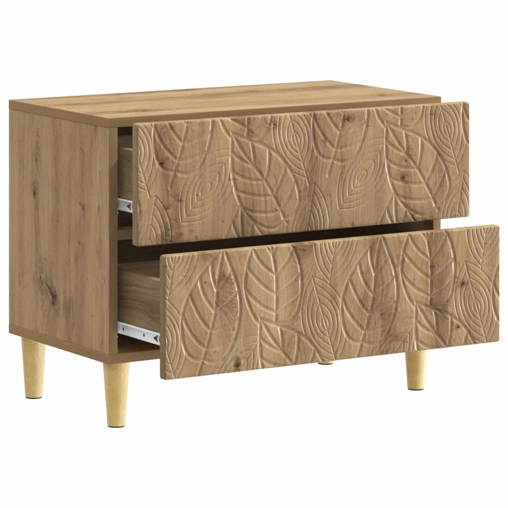 Comodino | Armadio da Notte | Mobiletto da notte Rovere Artigianale 62 x 34,5 x 48 cm