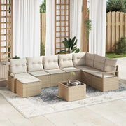 Set di divani con cuscino 9 pcs Beige polyrattan