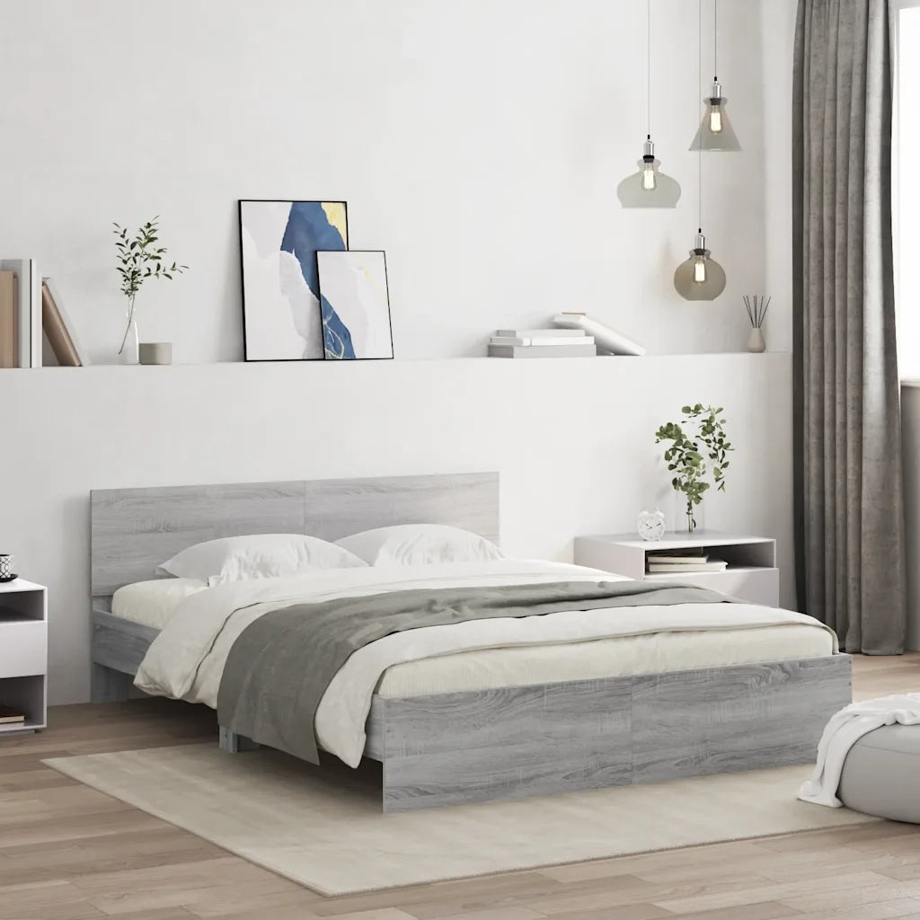 Giroletto con Testiera e LED Grigio Sonoma 150x200 cm 3207607