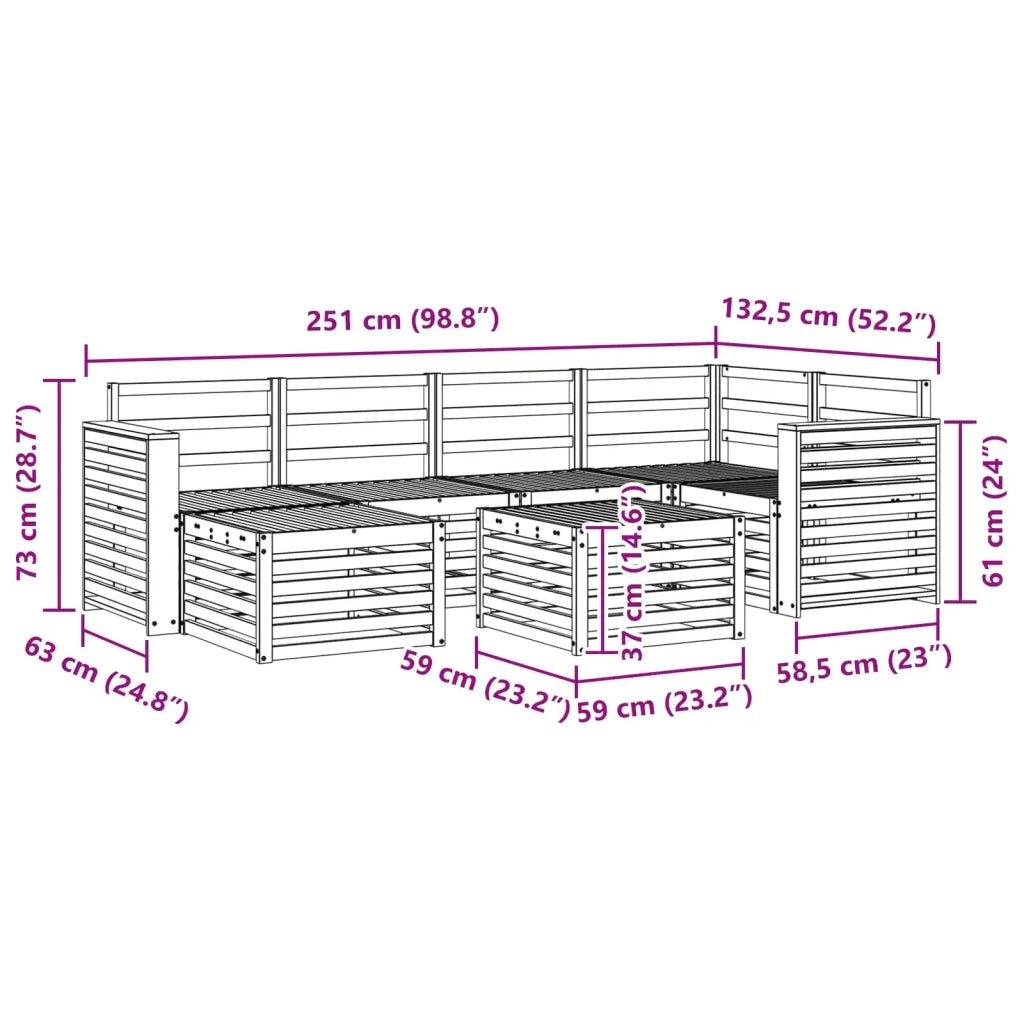 Set di divani da esterno 7 pcs Bianco Poliestere 3392159