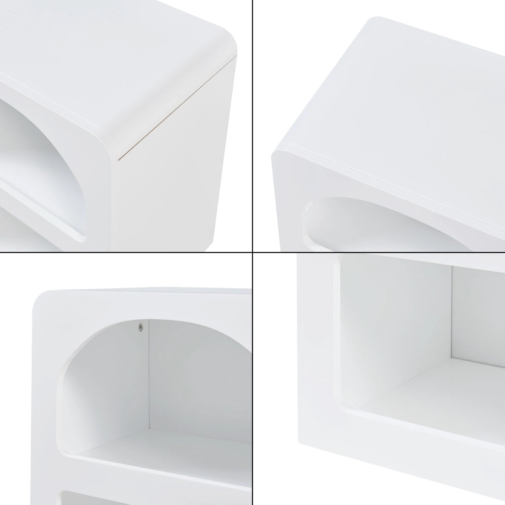 Comodino Vågå con 2 Scomparti Geometrici 45x40x30 cm Bianco [en.casa]