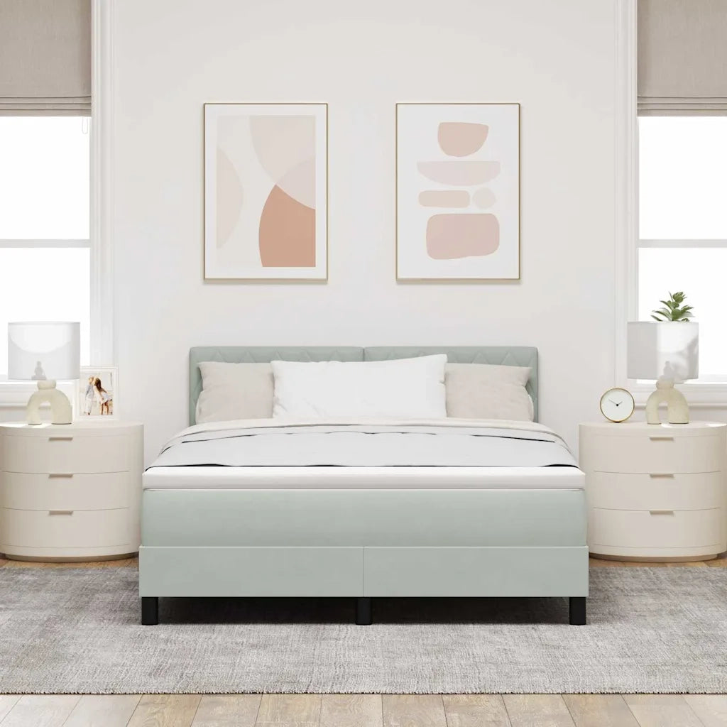 Letto a Sorgente LED con led Grigio chiaro 140 x 190 cm Velluto