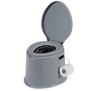 Toilette da viaggio portatile per esterni leggera con secchio interno rimovibile, supporto per carta igienica rimovibile Grigio