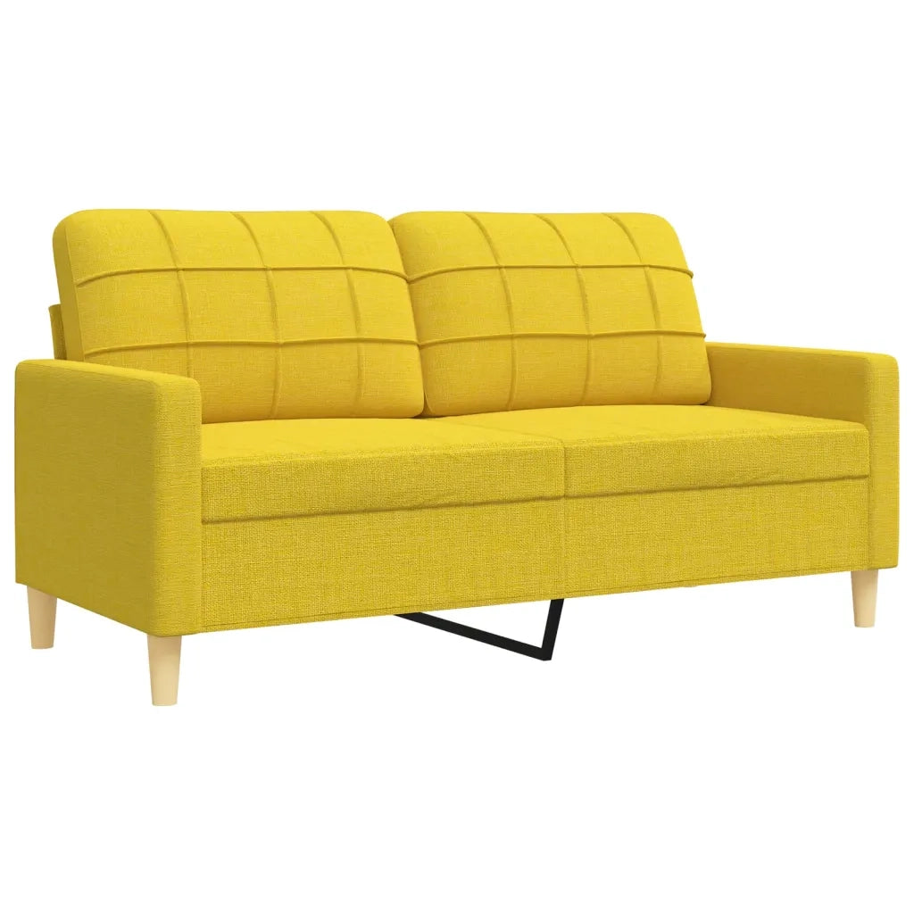 Set Divani 3 pz con Poggiapiedi e Cuscini Giallo Chiaro Tessuto 3278348