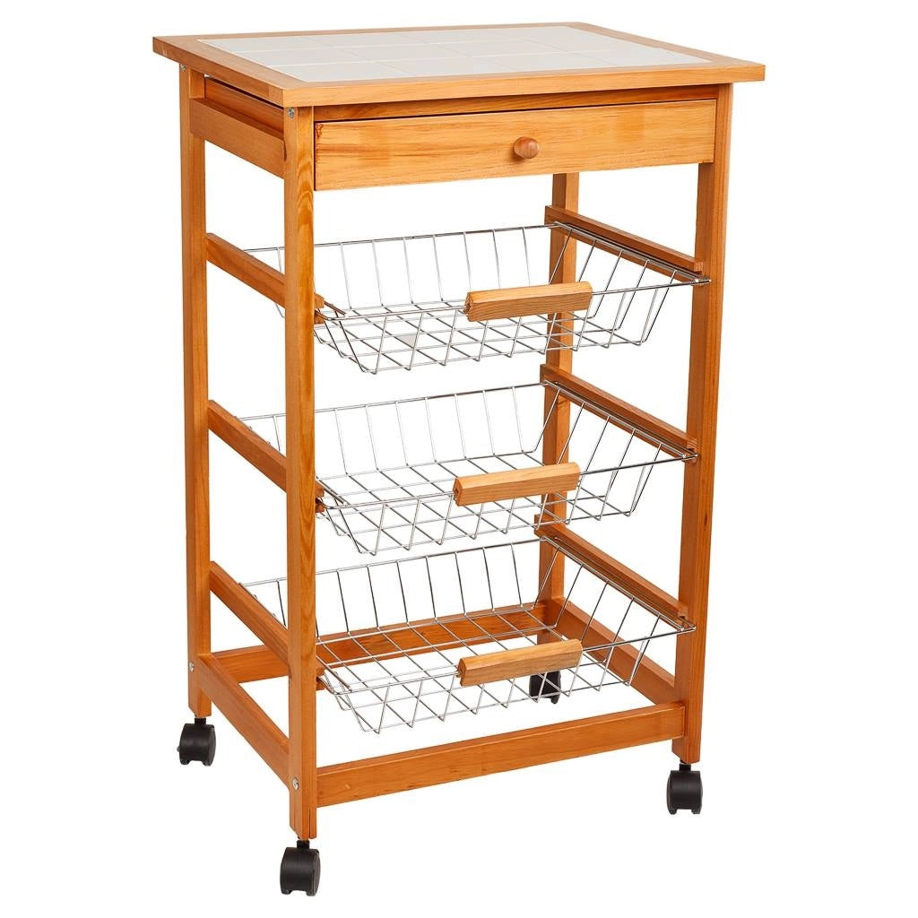 Carrello da cucina in legno marrone 47x37x76h