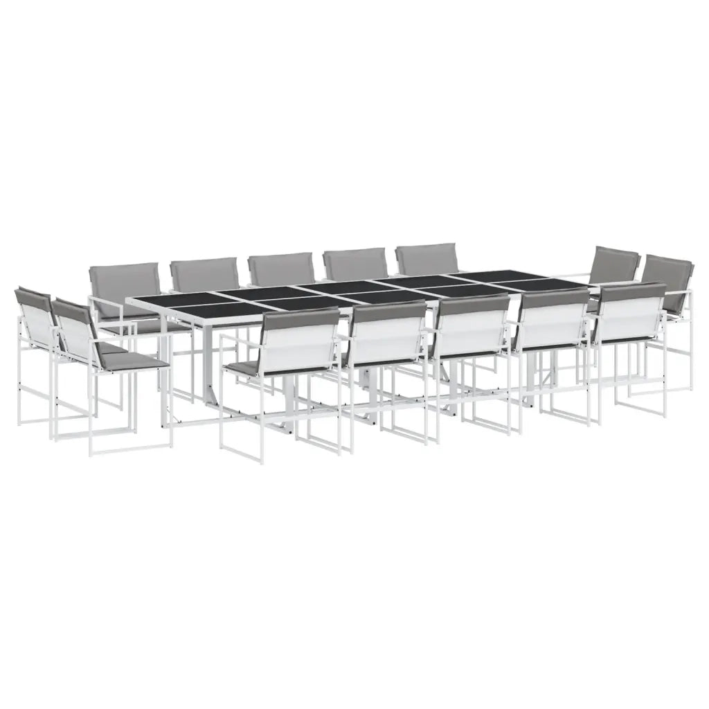 Set da Pranzo da Giardino 15 pz con Cuscini Bianco in Textilene 3295096