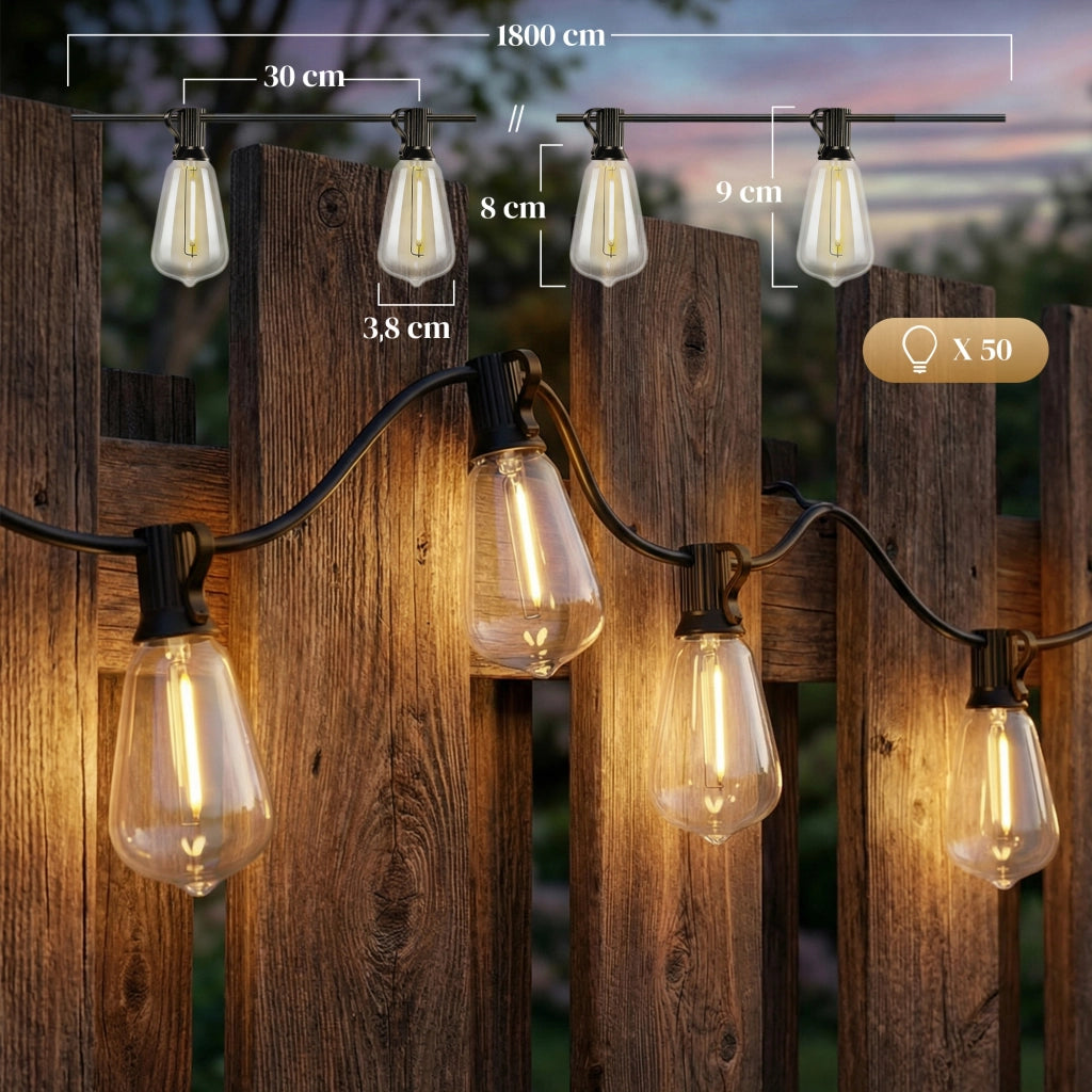 Luci a LED per tende ¨C Minimal ¨C 50 LED, 18 m, IP44, grigio