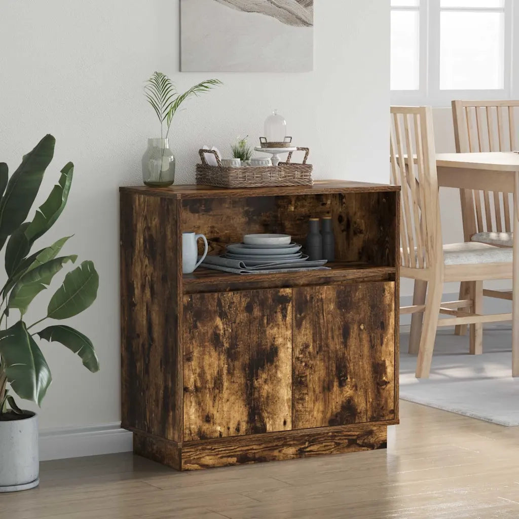 Credenza con LED-Buffet Rovere fumo 71 x 34.5 x 75 cm
