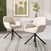 Sedia da pranzo moderna e liscia - Zephmum- Drehbar, Samt, 2er-set, Beige