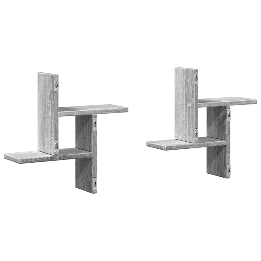 2 pz Mensole a Parete | Scaffale Parete | Ripiano a parete Grigio Sonoma 38x12x38 cm in Truciolato