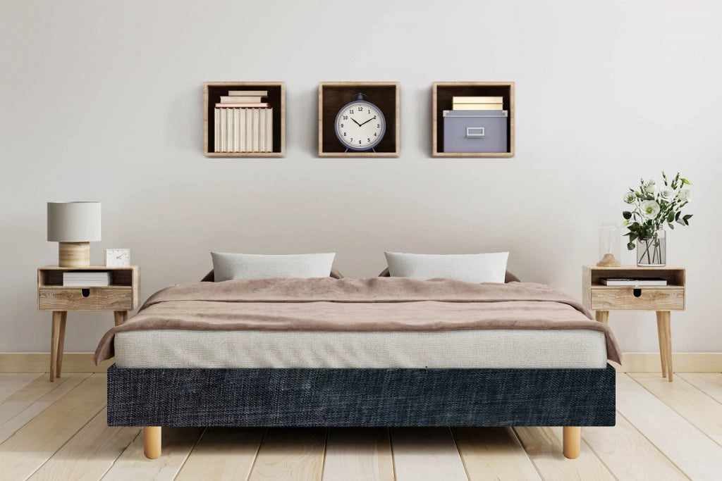Letto Sommier Singolo 80x190 Rivestito - Resistente fino a 120 Kg per Persona – IGNIFUGO Classe 1M – Colore Grigio