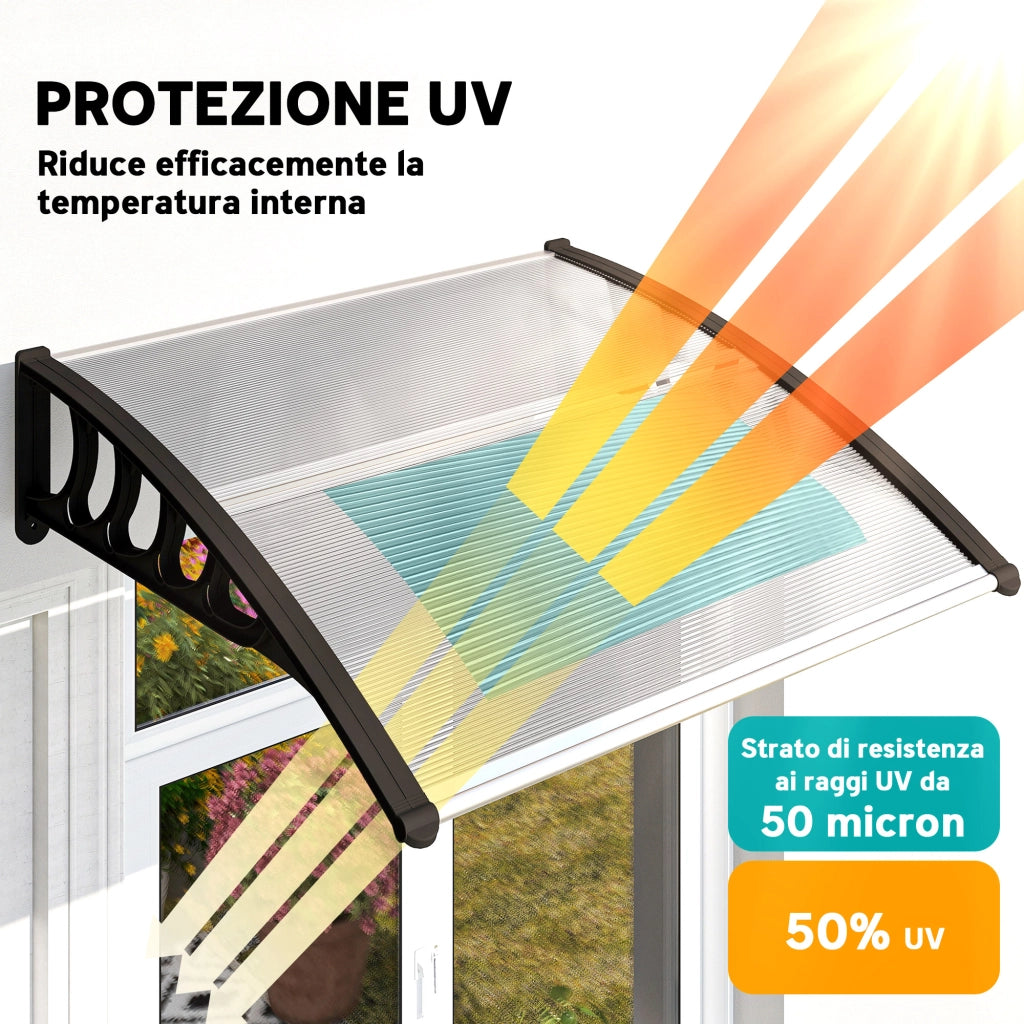 Tettoia Policarbonato Esterno ¨C Xylo ¨C Trasparente 103x96.5x27cm