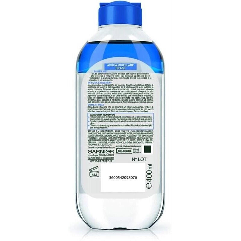 GARNIER ACQUA MICELLARE BIFASE 400 ML  FIORDALISO STRUCCA + DETERGE + RILASSA