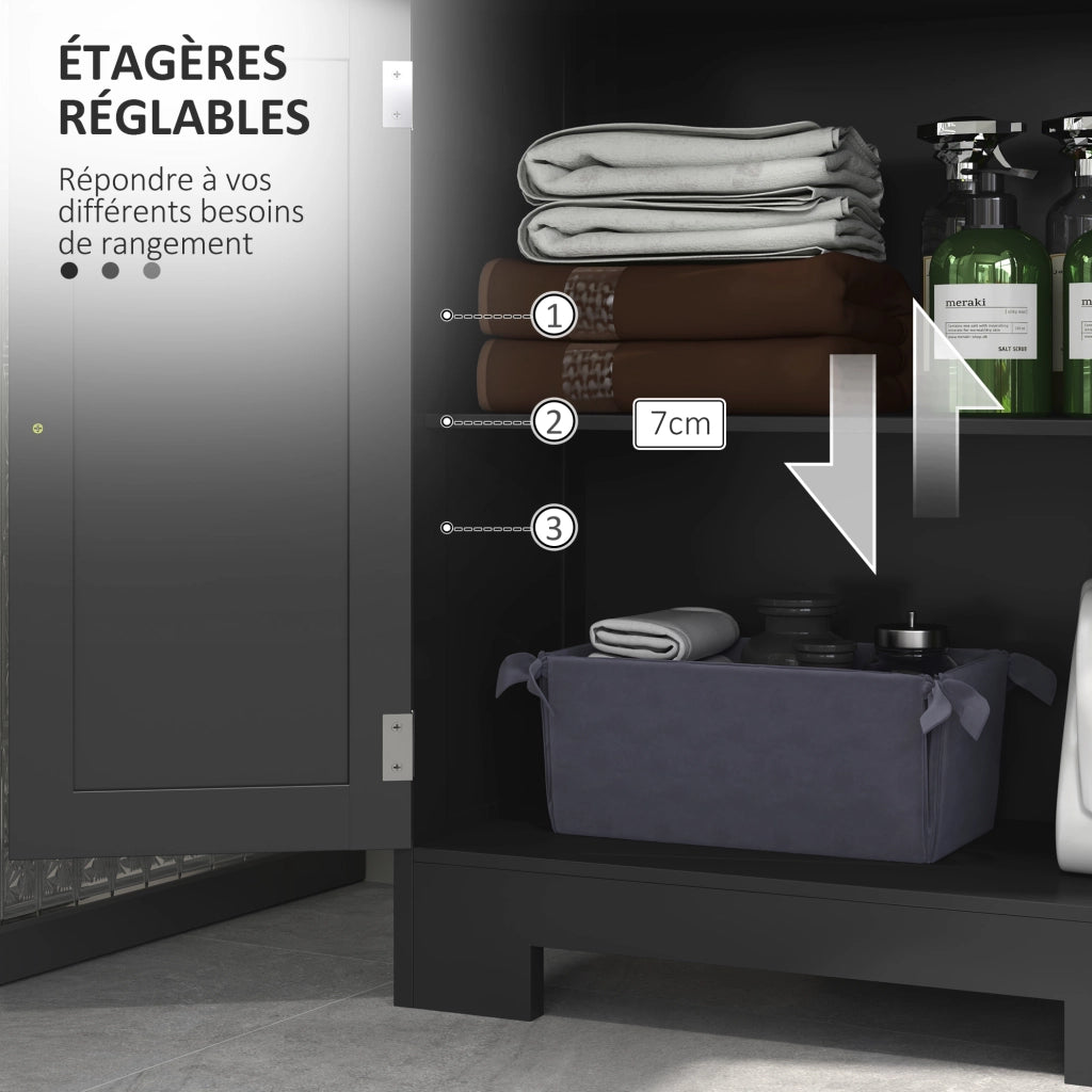 Mobile Bagno Sottolavabo con Ante e Cassetti ¨C Minimal ¨C Nero