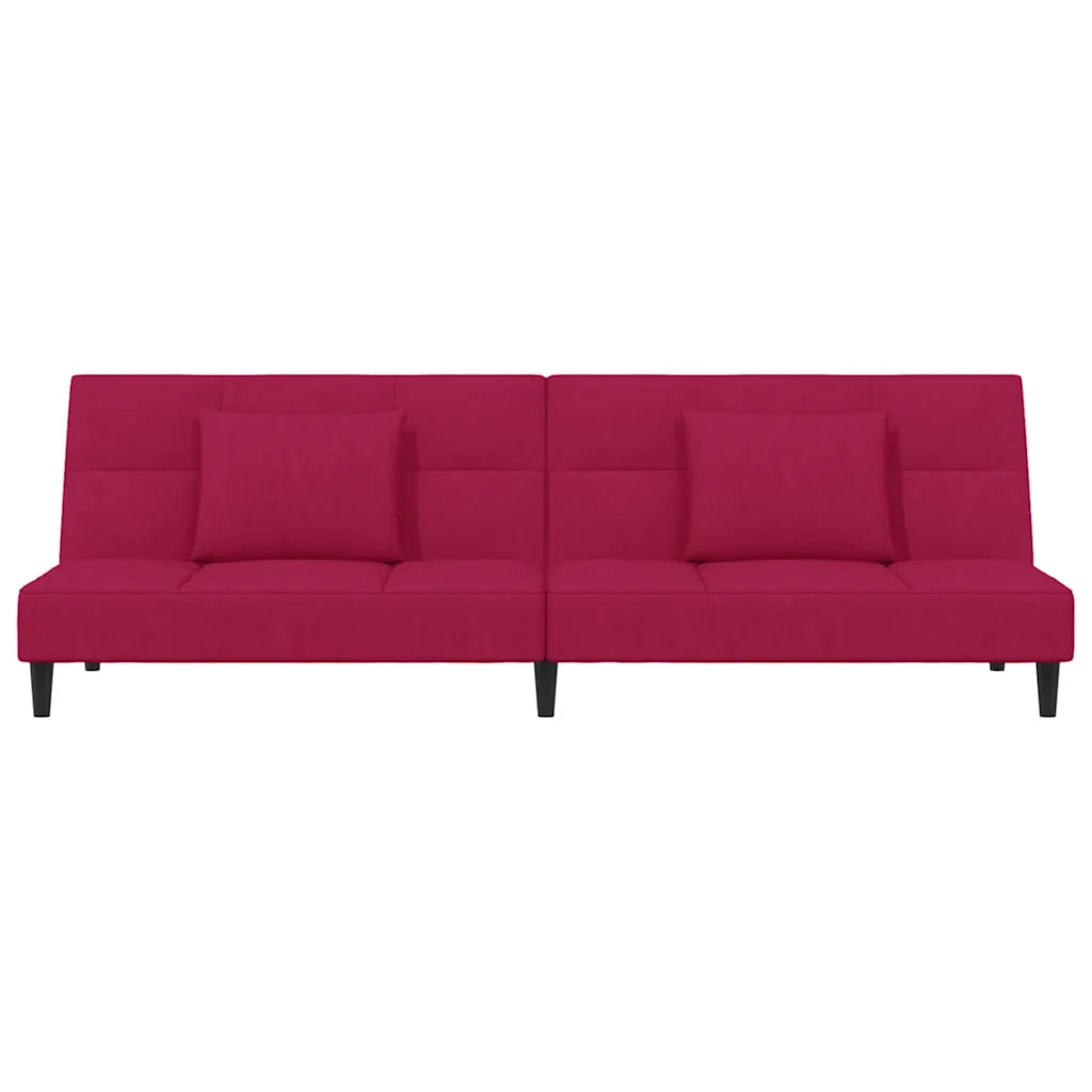 Divano Letto a 2 Posti con 2 Cuscini Rosso Vino in Velluto 375811