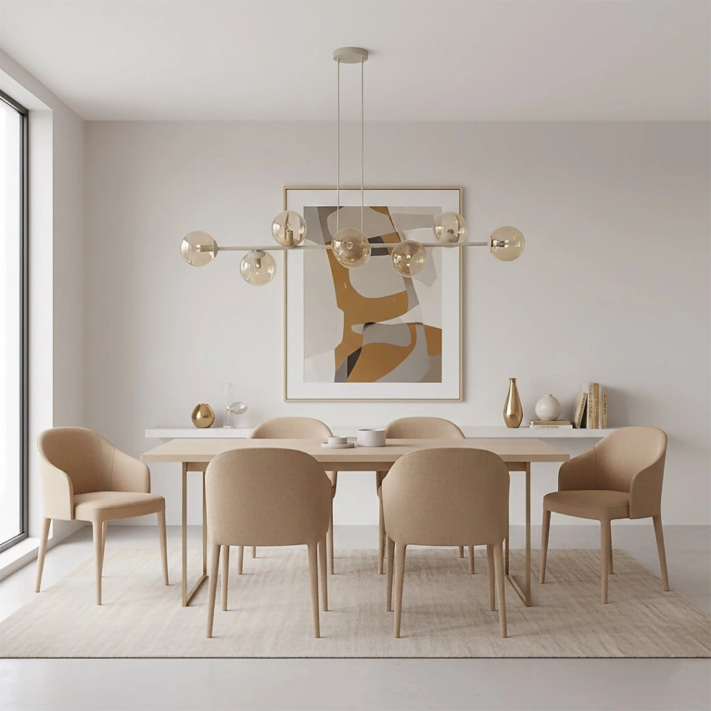 Lampada a sospensione Magnus 8xE14 vetro beige Emibig
