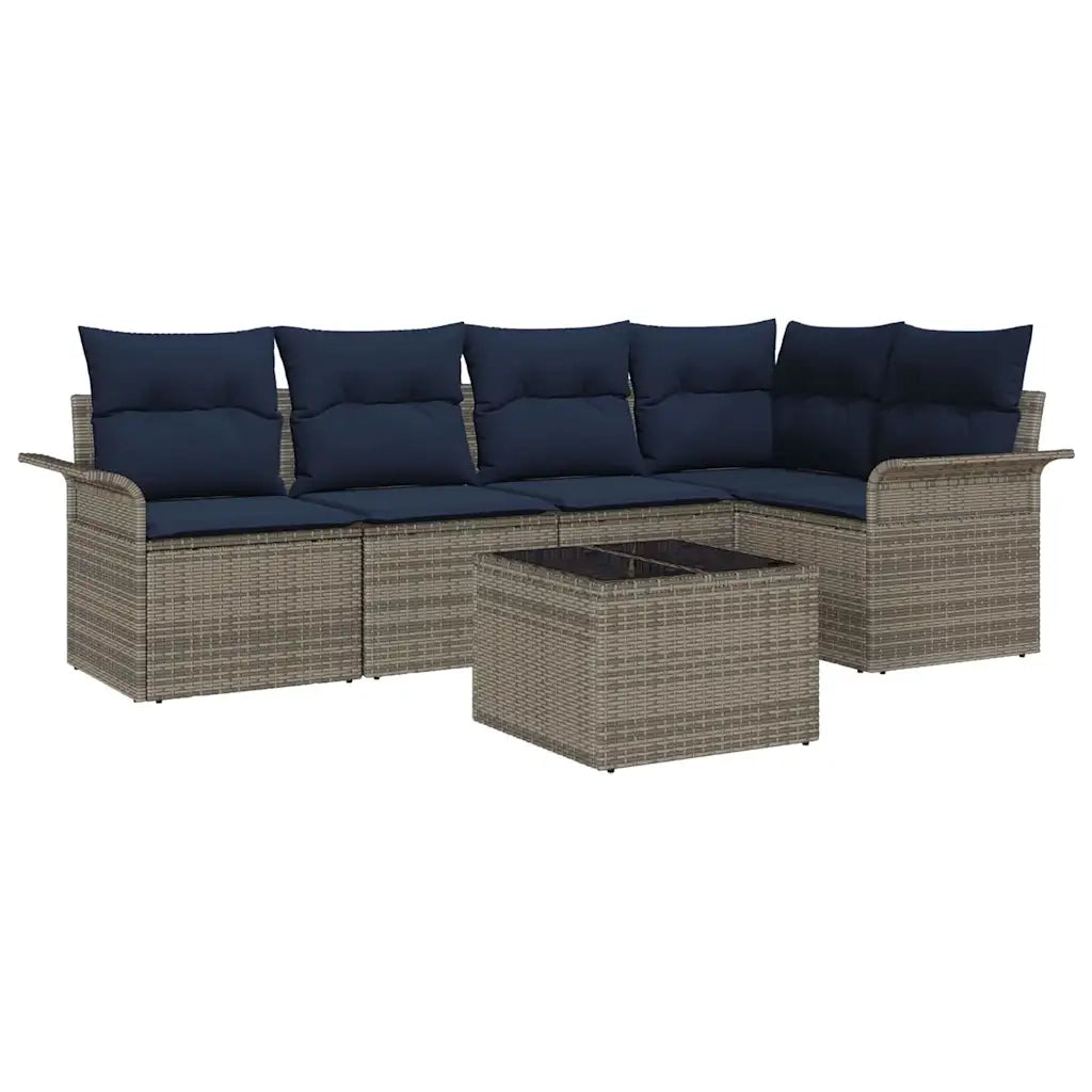 Set Divano da Giardino 6 pcs Grigio polyrattan 3354044