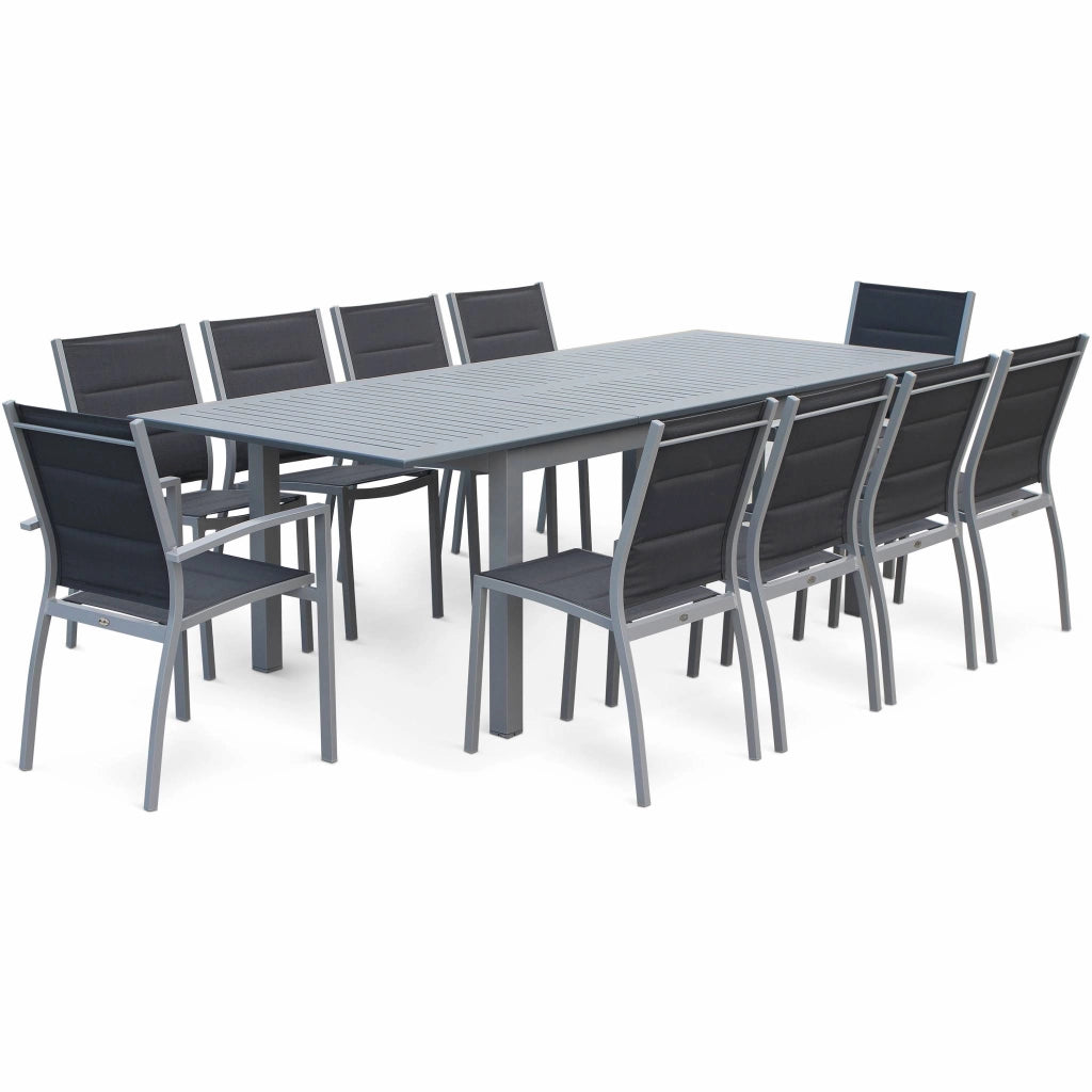 Set 2 sedie da giardino in alluminio e textilene, grigio
