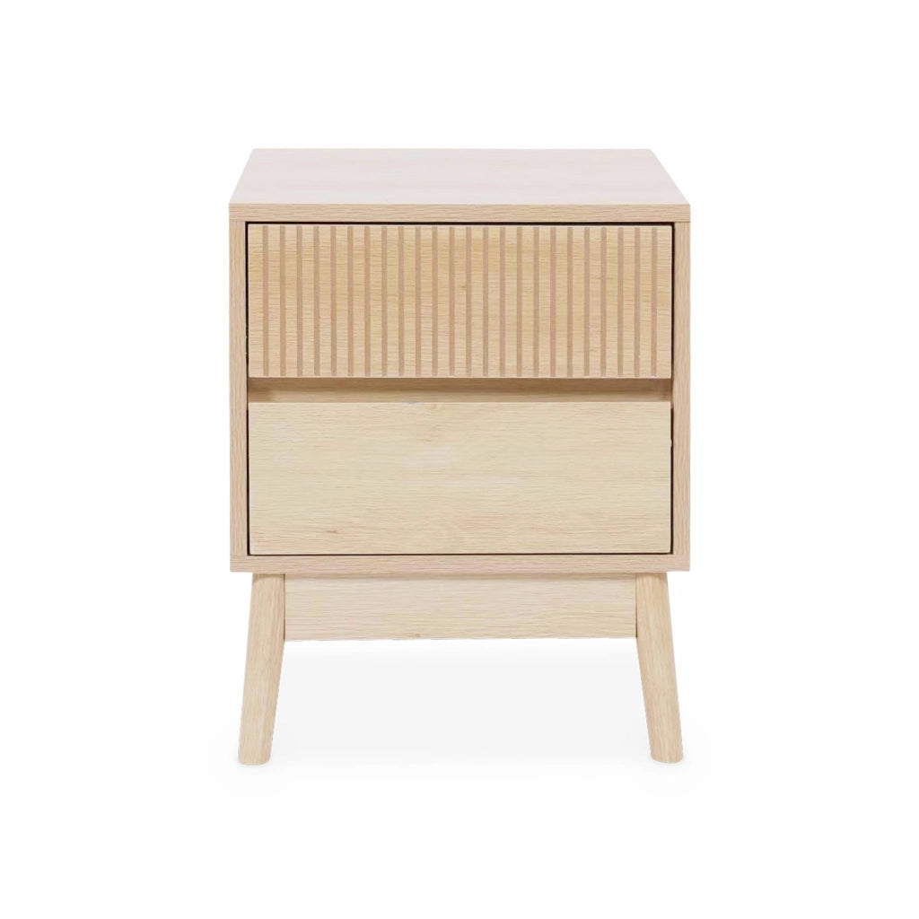 Set 2 comodini con 2 cassetti, marrone naturale