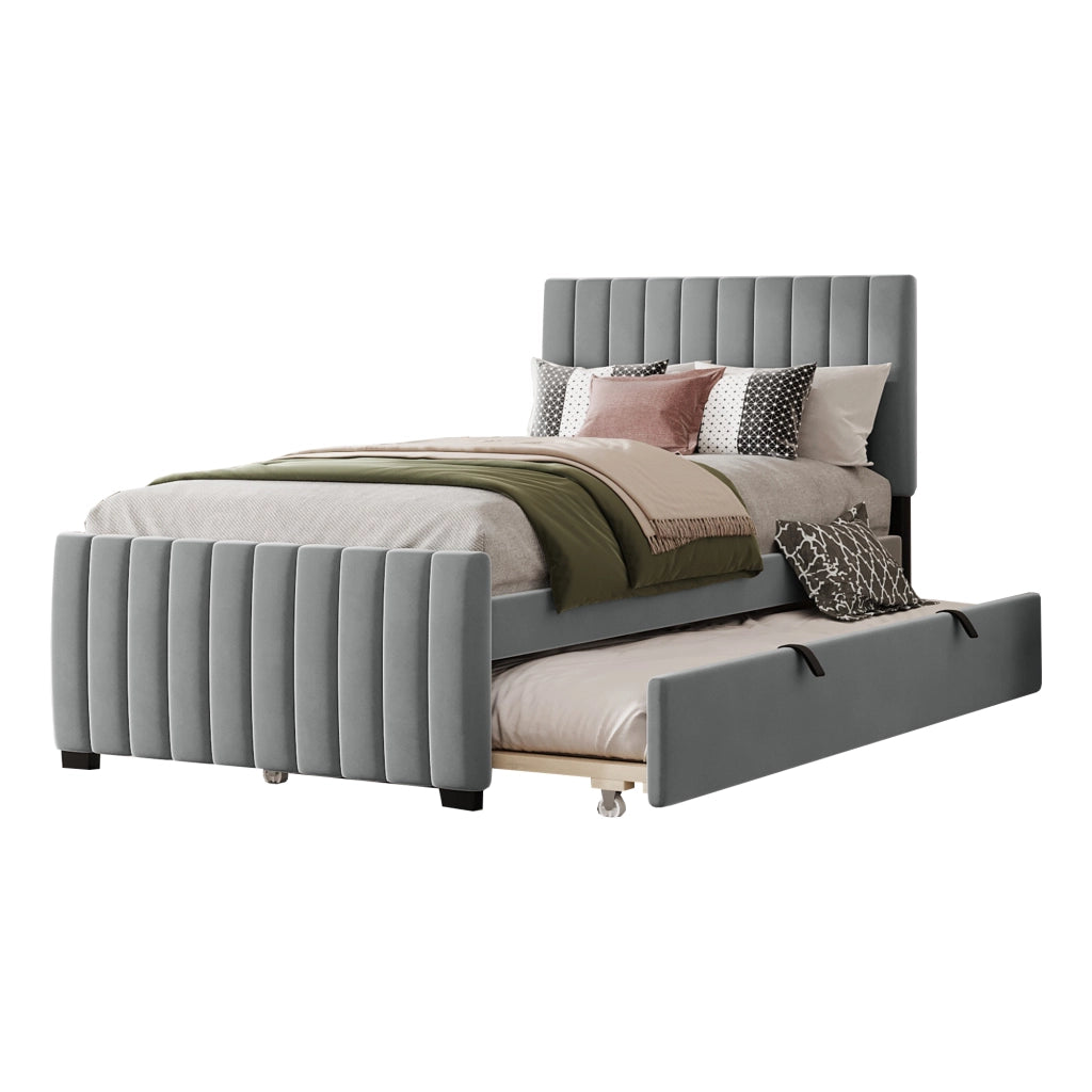 letto imbottito velluto grigio 90 x 190 cm