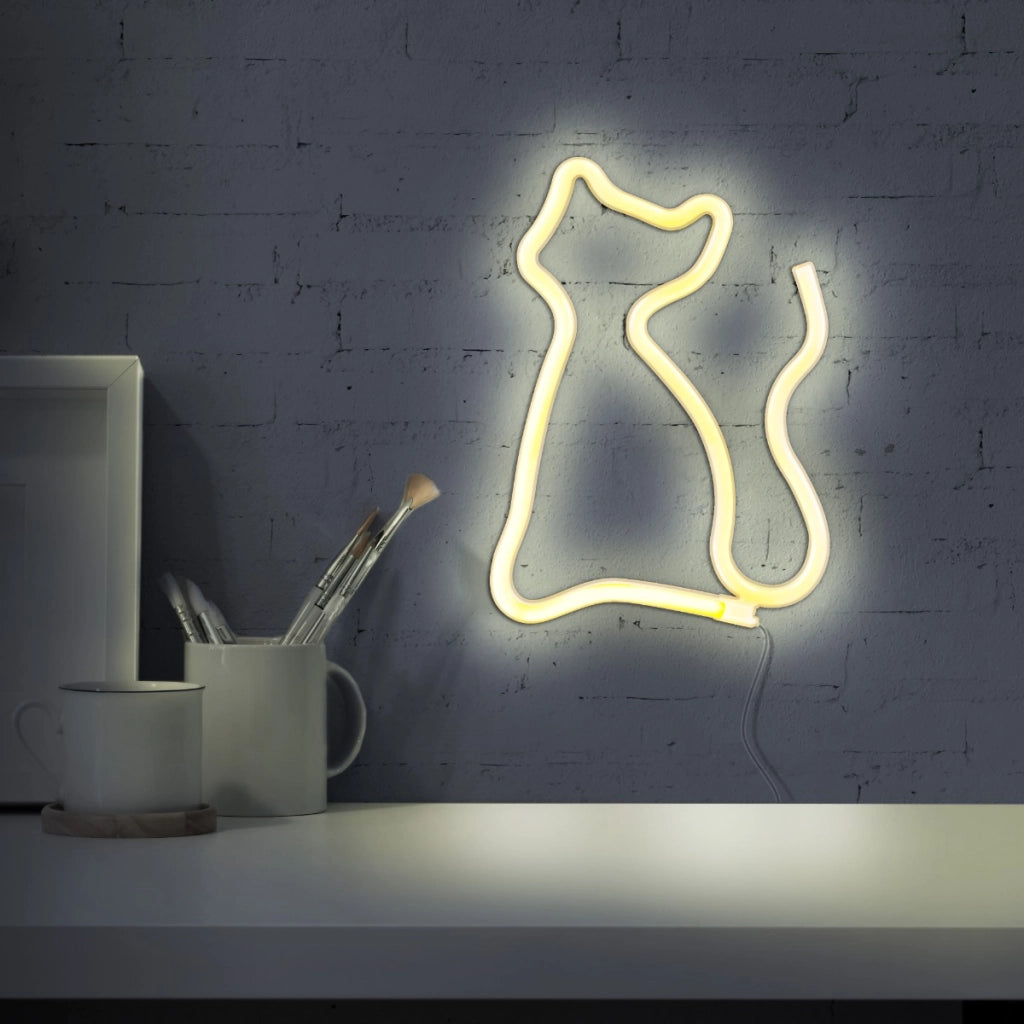Applique neon gatto bianco LED 3W USB/batterie Polux