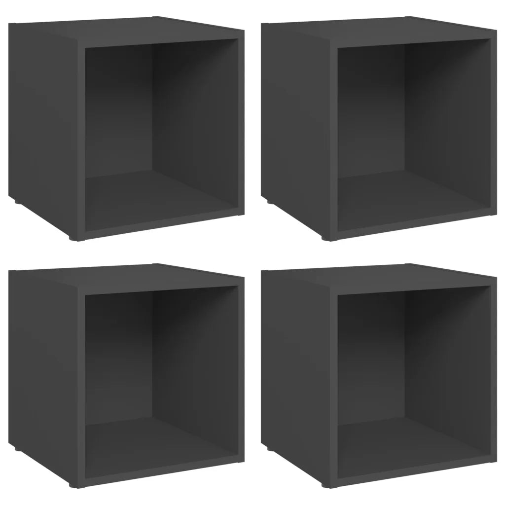 Mobili Porta TV 4 pz | Armadietto TV | Mobile Porta TV Grigi 37x35x37 cm in Legno Multistrato