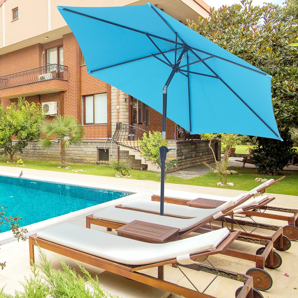 Ombrellone da Giardino Ø260x240 cm con Manovella e Testa Inclinabile in Alluminio e Poliestere Blu