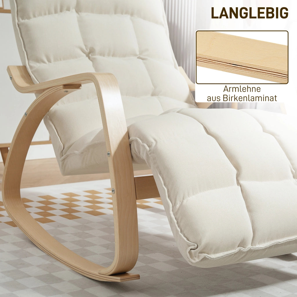 Poltrona Dondolo Imbottita con Braccioli ¨C Minimal ¨C Crema