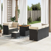Set Divano da Giardino 8 pcs Nero polyrattan