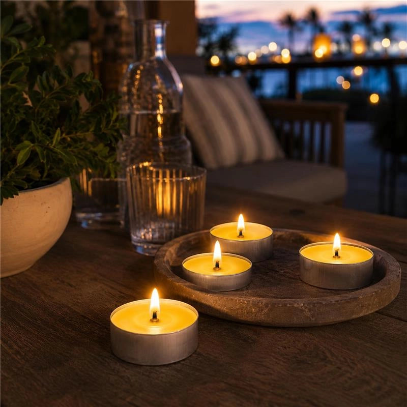 MAXI TEA LIGHT ALLA CITRONELLA 60 PEZZI – CANDELE ANTIZANZARE, DURATA 4 ORE