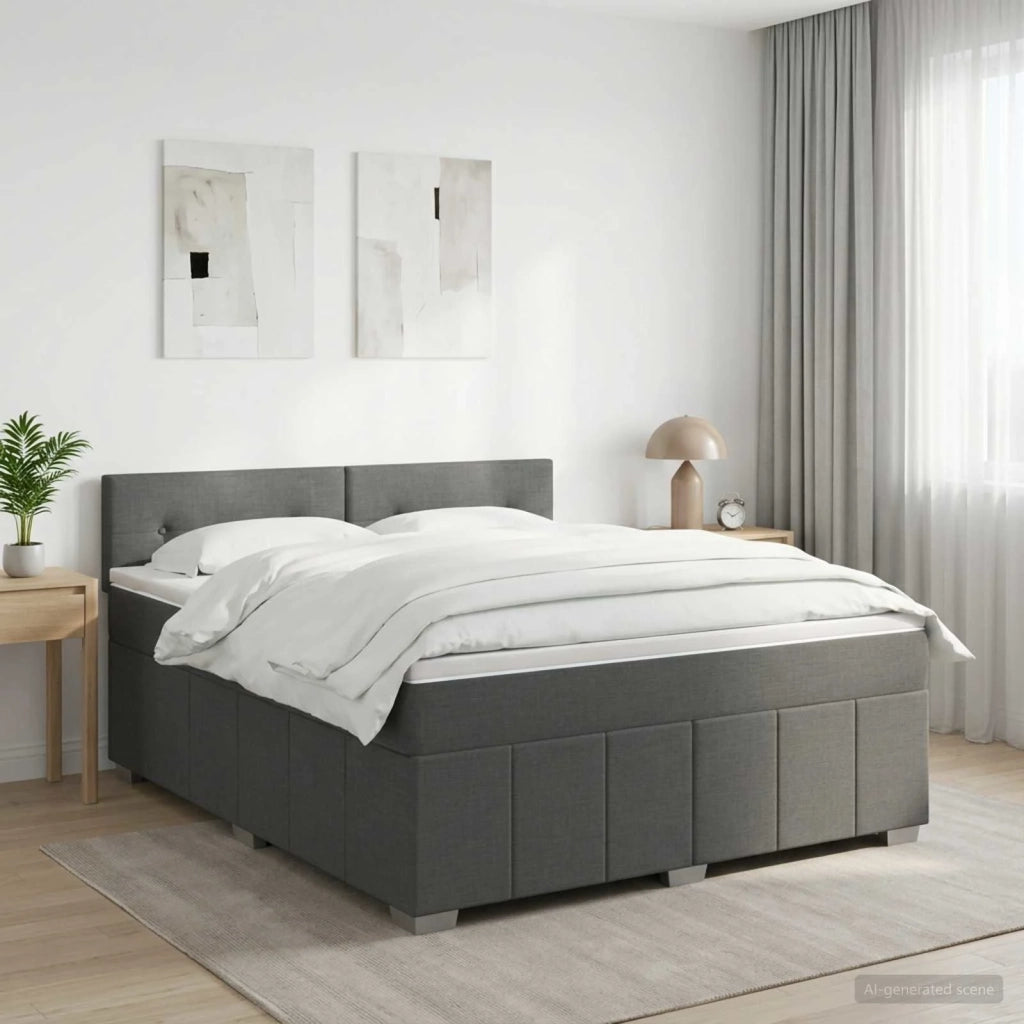 Letto box spring con materasso Grigio Scuro 140 x 200 cm 3451228