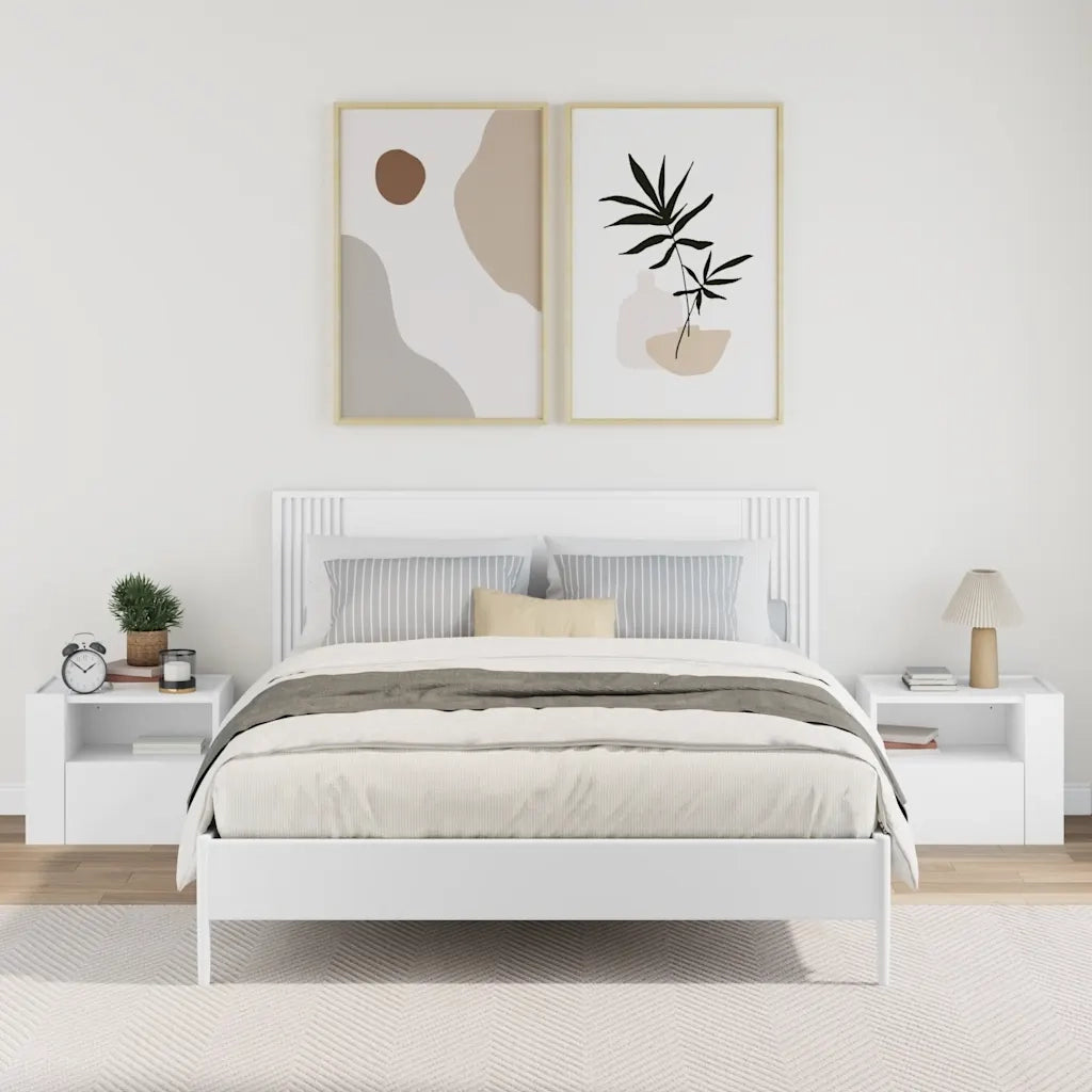 Comodini a Muro 2 pz Bianchi 45x30x35 cm 848312
