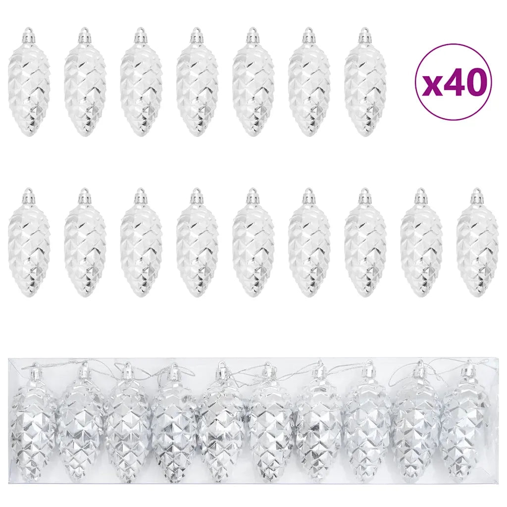 Palla di pino di Natale 40 pcs Argento Plastica 42018891