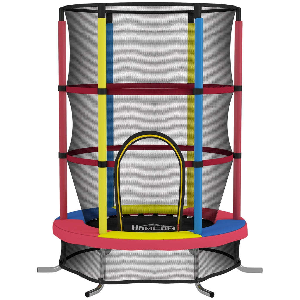 Trampolino per Bambini 3-6 Anni Ø160x190 cm con Rete di Sicurezza Senza Molle Multicolore