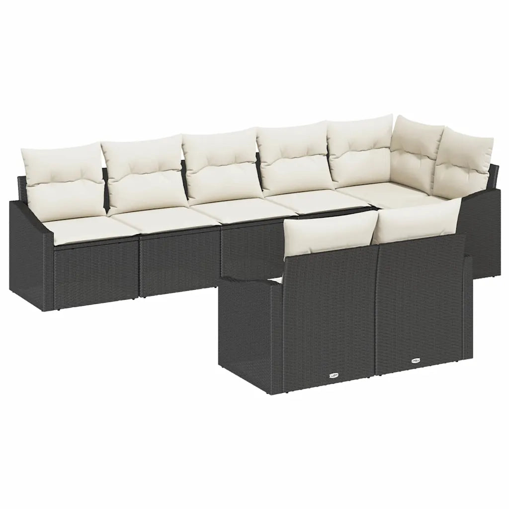 Set di divani con cuscino 8 pcs Nero polyrattan
