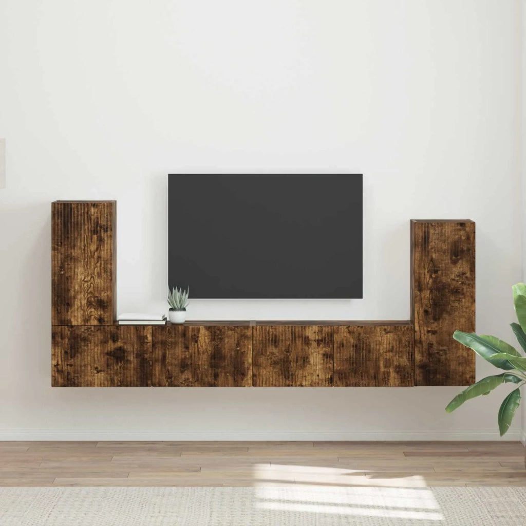 Set mobile TV 4 pcs Rovere fumé Legno multistrato 3409119