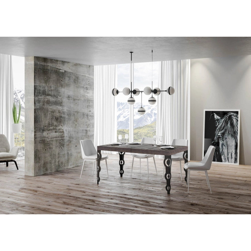 Tavolo allungabile 200/460x90 cm Karamay telaio Antracite - Noce