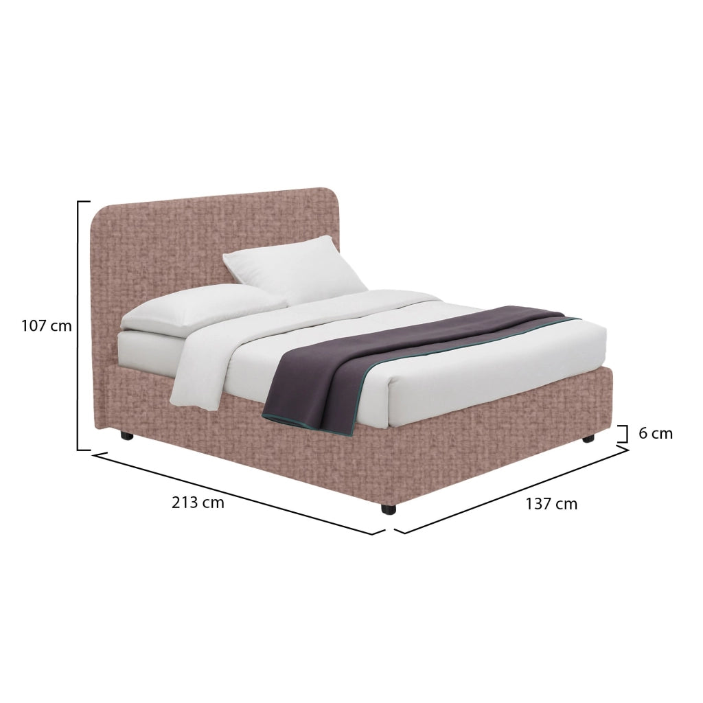 Poole, Letto Piazza e Mezza Sfoderabile Made in Italy, Rosa Antico