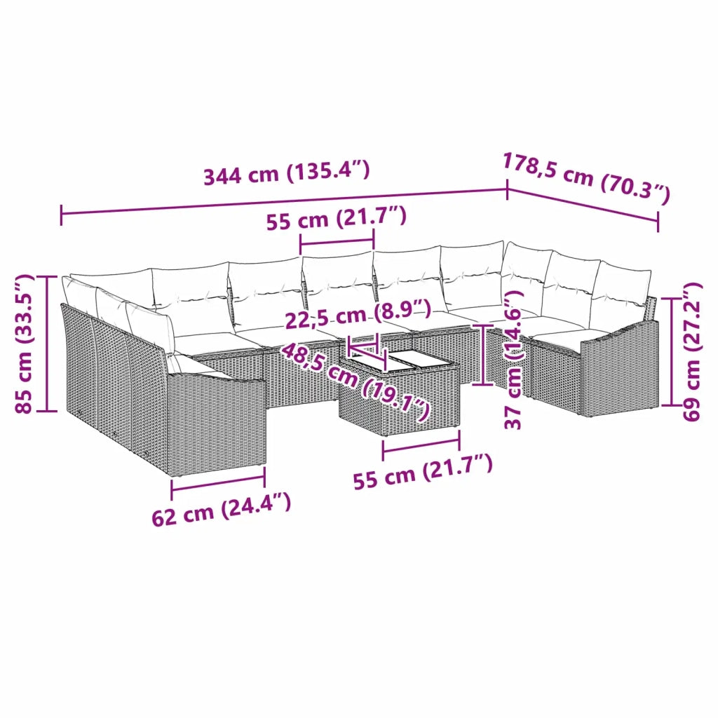 Set Divano da Giardino Grigio chiaro polyrattan 3355581
