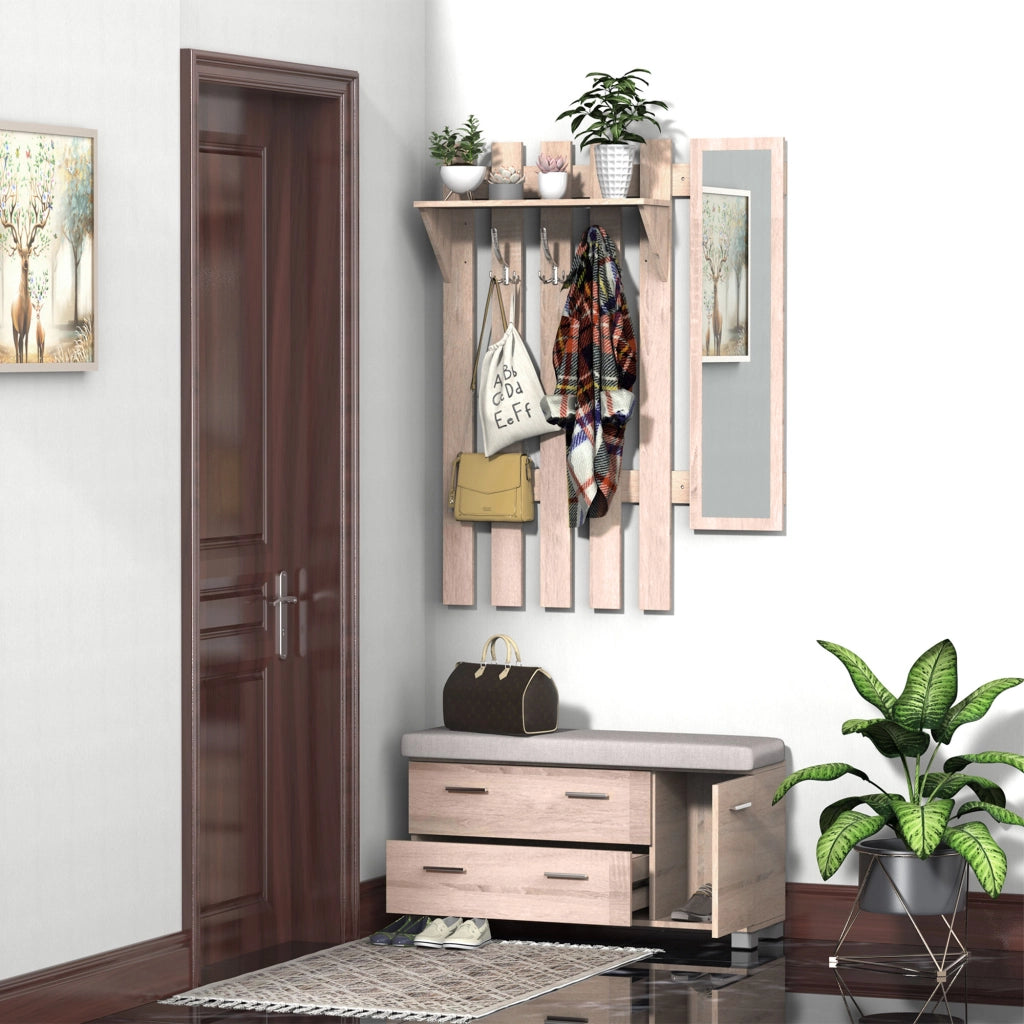Armadio Guardaroba con Specchio e Scarpiera ¨C Minimal ¨C Quercia 90x21.5x116cm