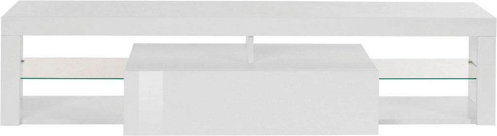 Mobile Tv 1 Anta a Ribalta e Ripiani a Giorno 160x40x35 cm Essential 1R Bianco Lucido