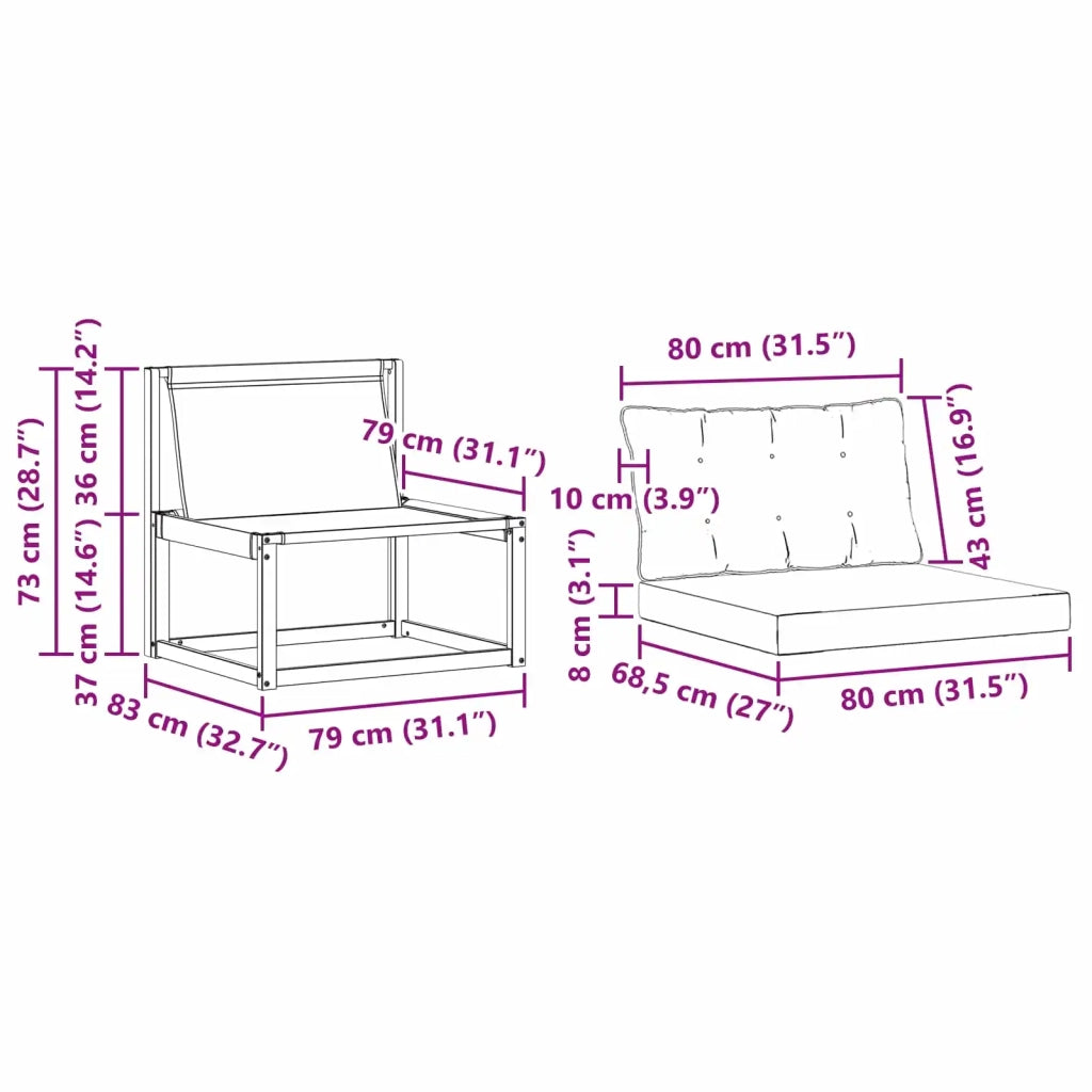 Set di divani da esterno con cuscino 3 pcs Naturale e Beige 3369144